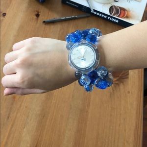 Pop swatch vintage blue glass watch